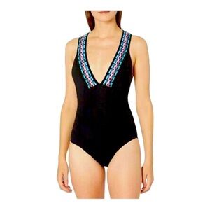 La Blanca Black and Blue One Piece Swimsuit